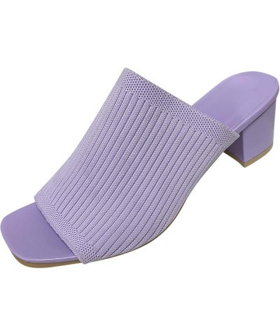 Women Higher Sandal Gladiator Low Heel Flip Flops Pump Sandals Adjustable Ankle Strap Dress Pumps Shoes Purple $20.87 Sandals