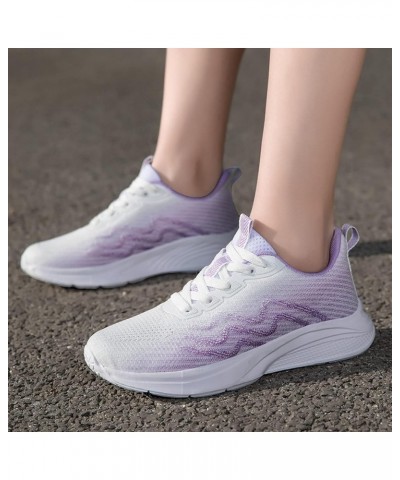 Women Sneakers Fashion Summer New Pattern Mesh Breathable Comfortable Thick Bottom Flat Bottom Lace Karate (Pink, 6.5) 8 Purp...