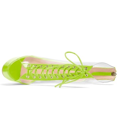 Women's Peep Toe Platform Heels Heeled Sandals Stiletto High Heel Clear PVC Sexy Lace Up Ankle Boots Light Green $39.20 Sandals