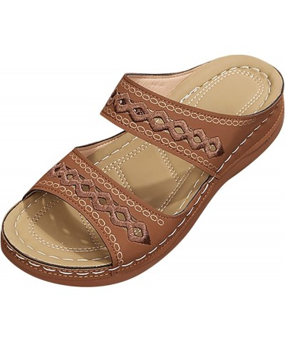 Womens Platform Espadrille Sandal Mid Heel Open Toe Ankle Strap T-Strap Thong Flip-Flop Sandal 86-hyems-1-brown $11.76 Sandals