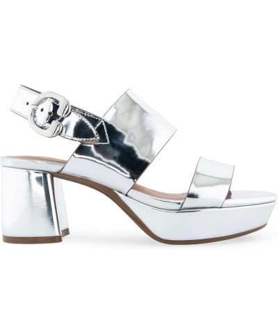 Women's Camera Heeled Sandal Silver Metallic $51.50 Sandals