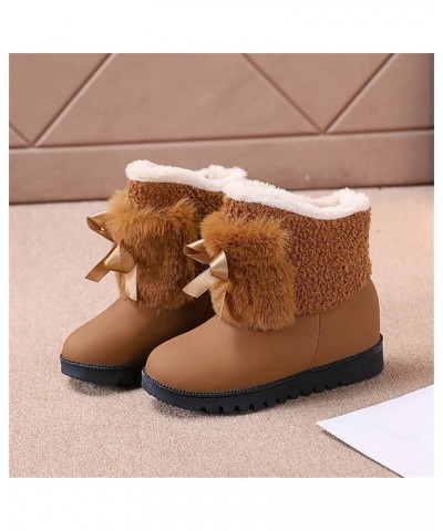 Ladies Fashion Fashion Bow Knot Thick Soled Cotton Shoes Plush Warm Short Snow Boots Boots for Women with Heel Leather (Grey,...