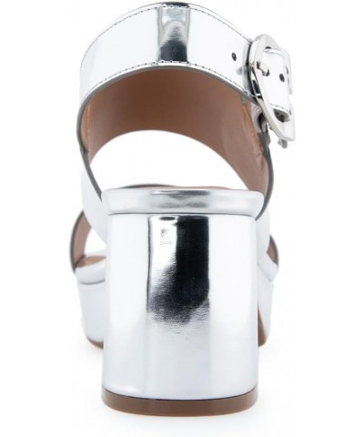 Women's Camera Heeled Sandal Silver Metallic $51.50 Sandals