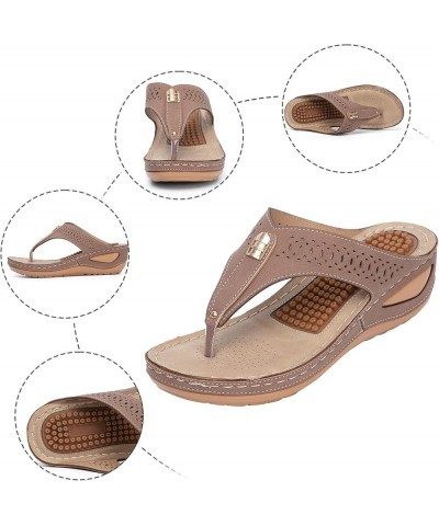 Orthopedic Sandals for Women, Platform Flip Flops Sandal Shoes Comfortable Summer Beach Travel Sandals 7.5 Brown-2 $14.21 San...