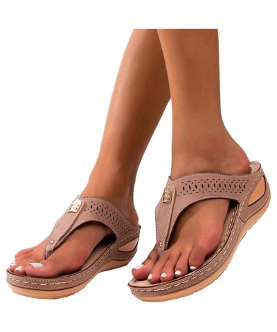 Orthopedic Sandals for Women, Platform Flip Flops Sandal Shoes Comfortable Summer Beach Travel Sandals 7.5 Brown-2 $14.21 San...