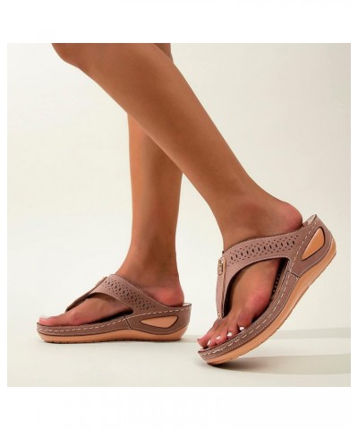 Orthopedic Sandals for Women, Platform Flip Flops Sandal Shoes Comfortable Summer Beach Travel Sandals 7.5 Brown-2 $14.21 San...