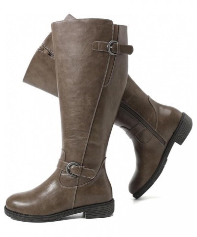 Women's Extra Wide Calf Knee High Boots, Wide Width Ridding Boots Low Heel Plus Size Tall Boots. Grey 706 $46.55 Boots