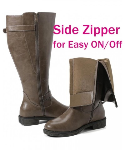 Women's Extra Wide Calf Knee High Boots, Wide Width Ridding Boots Low Heel Plus Size Tall Boots. Grey 706 $46.55 Boots