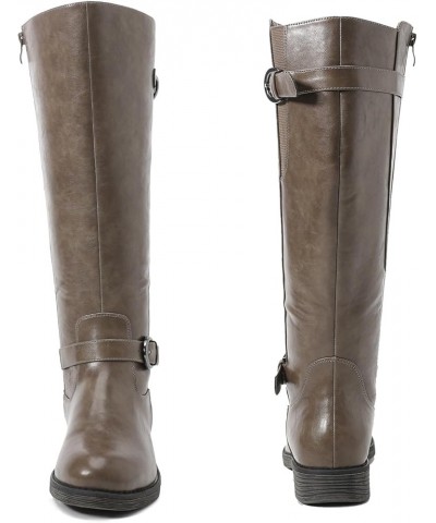 Women's Extra Wide Calf Knee High Boots, Wide Width Ridding Boots Low Heel Plus Size Tall Boots. Grey 706 $46.55 Boots