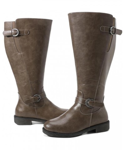 Women's Extra Wide Calf Knee High Boots, Wide Width Ridding Boots Low Heel Plus Size Tall Boots. Grey 706 $46.55 Boots