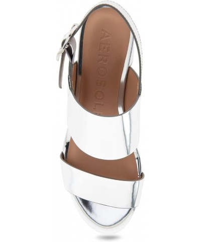 Women's Camera Heeled Sandal Silver Metallic $51.50 Sandals