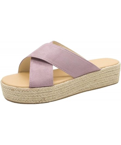 Women's Casual Fashion Ladies Shoes Criss Cross Strap Espadrille Platform Closed Toe Wedge Sandals Grey $50.06 Sandals