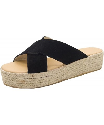 Women's Casual Fashion Ladies Shoes Criss Cross Strap Espadrille Platform Closed Toe Wedge Sandals Grey $50.06 Sandals