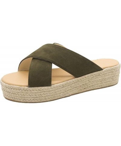 Women's Casual Fashion Ladies Shoes Criss Cross Strap Espadrille Platform Closed Toe Wedge Sandals Grey $50.06 Sandals