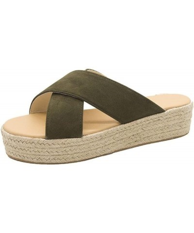 Women's Casual Fashion Ladies Shoes Criss Cross Strap Espadrille Platform Closed Toe Wedge Sandals Grey $50.06 Sandals