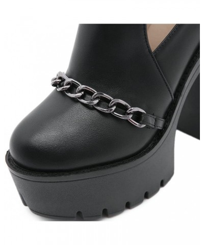 Womens Cutout Ankle Boots Chains Goth Buckle Platform Chunky High Heel Boots,size 9 Black $29.75 Boots