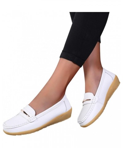 Slip on Loafer Shoes for Women Dressy Comfortable Round Toe Flats Shoes Classic Leather Dress Shoes Casual Flat Walking Sneak...