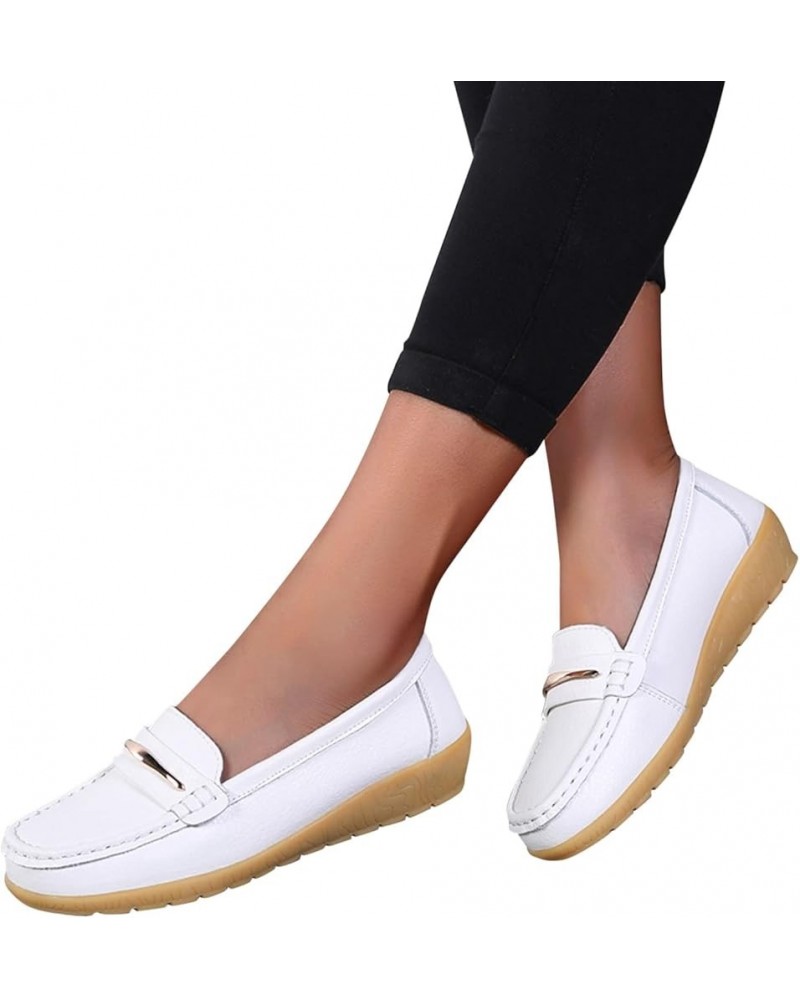 Slip on Loafer Shoes for Women Dressy Comfortable Round Toe Flats Shoes Classic Leather Dress Shoes Casual Flat Walking Sneak...