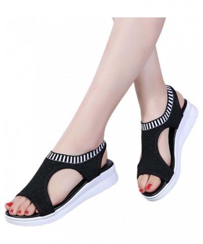 Women Fish Mouth Sandals Wedge Platform Platform Sandals Boho Sandals Summer Casual Dress Shoes for Women Low Heel Black $14....