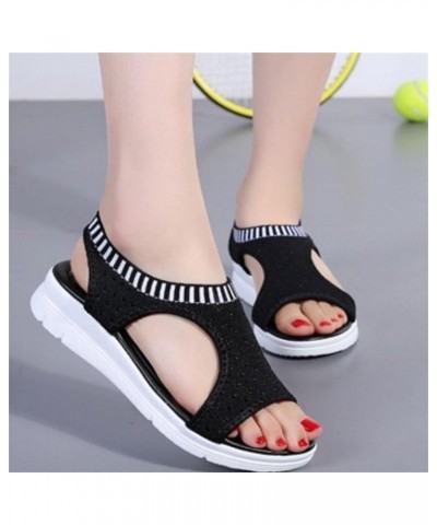 Women Fish Mouth Sandals Wedge Platform Platform Sandals Boho Sandals Summer Casual Dress Shoes for Women Low Heel Black $14....