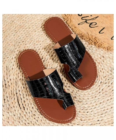 Flat Tan Sandals for Women Ladies Summer Fashion Breathable Set Toe Flat Beach Sandals Casual Boho Sandals (Pink, 6.5) Black ...