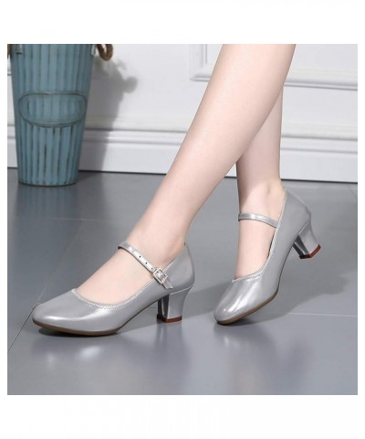 Dance Shoes Women Low Heel Heeled Sandals For Women Dressy Summer Dance Heels Wide Width Flapper Shoes Sandals Women D E-silv...