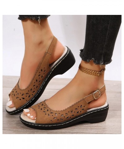 wedge sandal heels platform wedge sandals wedge sandals walking sandals women wedge shoes Z 14-brown $18.71 Sandals