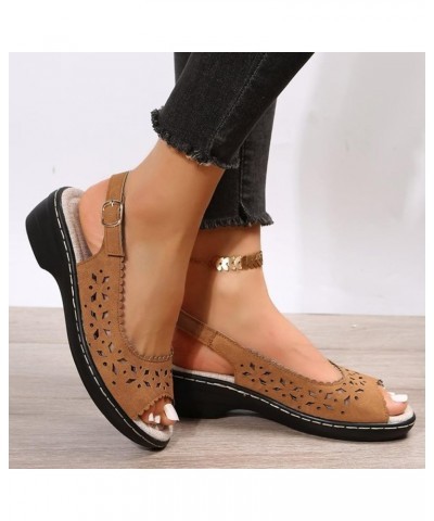 wedge sandal heels platform wedge sandals wedge sandals walking sandals women wedge shoes Z 14-brown $18.71 Sandals