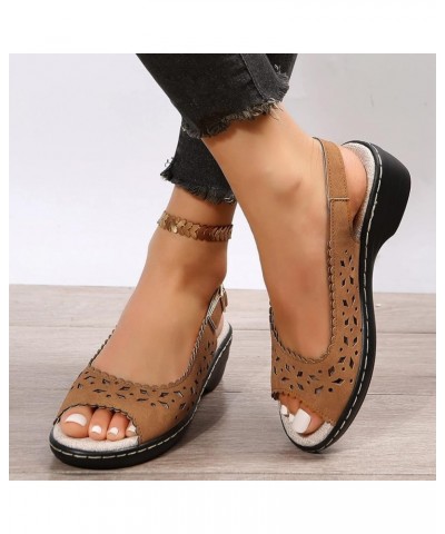 wedge sandal heels platform wedge sandals wedge sandals walking sandals women wedge shoes Z 14-brown $18.71 Sandals