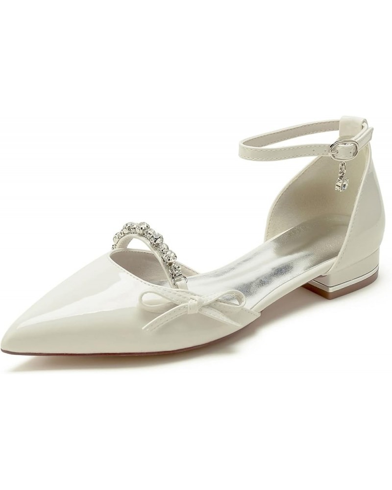 Women's Wedding Shoes Flats, Comfortable Pointed Toe Rhinestone Banquet Shoes Beige $26.00 Flats