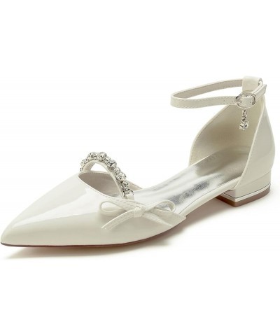 Women's Wedding Shoes Flats, Comfortable Pointed Toe Rhinestone Banquet Shoes Beige $26.00 Flats