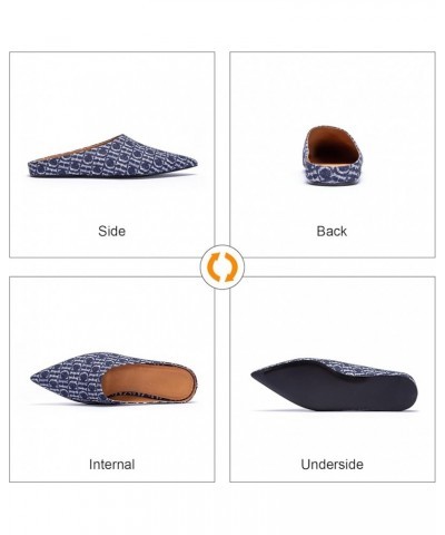 Retro Flat Slippers For Women Canvas Comfortable Slippers For Women Dark Blue $32.10 Slippers