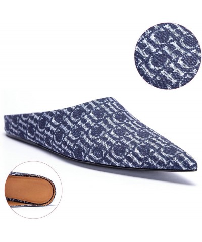 Retro Flat Slippers For Women Canvas Comfortable Slippers For Women Dark Blue $32.10 Slippers