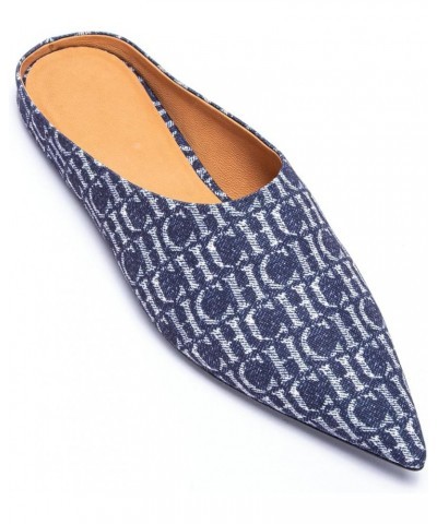 Retro Flat Slippers For Women Canvas Comfortable Slippers For Women Dark Blue $32.10 Slippers