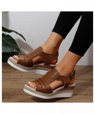 Summer Shoes for Women 2024,Orthopedic Platform Wedge Open Toe Ankle Strap Espadrilles Sandals for Women Casual Comfortable O...