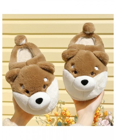 Womens Slipper Shoes Women And Men Cute House Slippers Warm Cotton Soft Plush Home Slippers Indoor Cartoon C7-coffee $13.44 S...