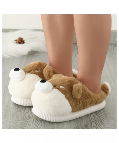 Womens Slipper Shoes Women And Men Cute House Slippers Warm Cotton Soft Plush Home Slippers Indoor Cartoon C7-coffee $13.44 S...