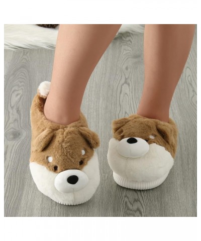 Womens Slipper Shoes Women And Men Cute House Slippers Warm Cotton Soft Plush Home Slippers Indoor Cartoon C7-coffee $13.44 S...