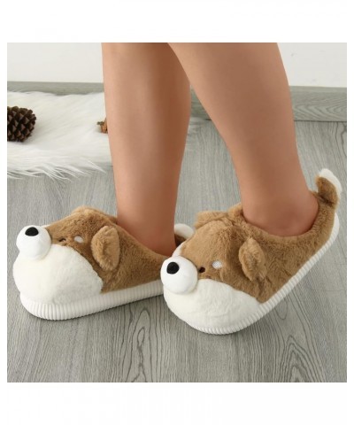 Womens Slipper Shoes Women And Men Cute House Slippers Warm Cotton Soft Plush Home Slippers Indoor Cartoon C7-coffee $13.44 S...