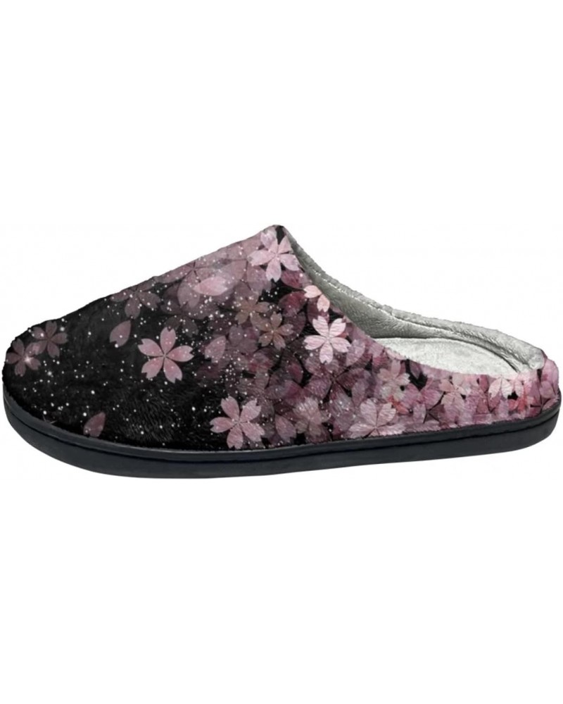 Pink Floral Pattern Women Girls Home House Slippers Rubber Backed,Cozy Slip On Memory Foam Shoes with Anti-Skid Sole for Indo...