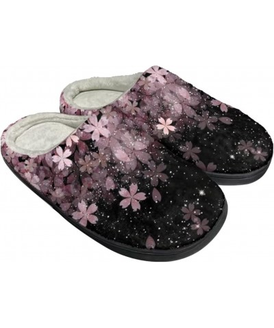 Pink Floral Pattern Women Girls Home House Slippers Rubber Backed,Cozy Slip On Memory Foam Shoes with Anti-Skid Sole for Indo...