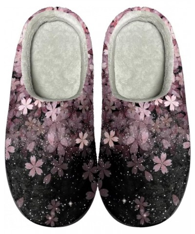 Pink Floral Pattern Women Girls Home House Slippers Rubber Backed,Cozy Slip On Memory Foam Shoes with Anti-Skid Sole for Indo...