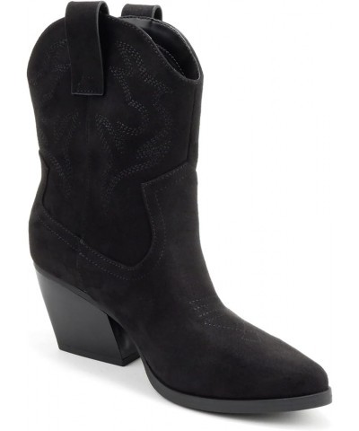 BLAZING" ~ Women Western Stitched Pointe Toe Low Heel High Top Ankle Shaft Boot Bootie Black Suede $19.73 Boots