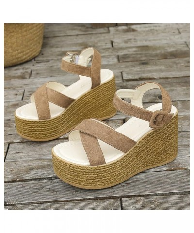 Women's Espadrilles Platform Sandals Ladies Wedge Ankle Strap Open Toe Summer Sandals Thick Bottom Cross Band Casual Walking ...