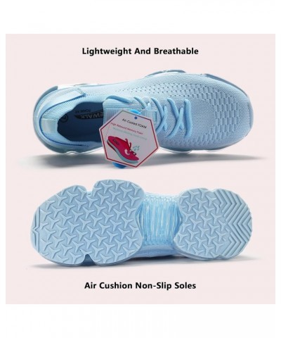 Women Air Cushion Fashion Sneakers Breathable Casual Comfortable Lightweight Walking Shoes Sky Blue $19.80 Athletic Shoes