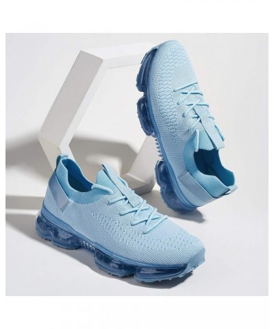 Women Air Cushion Fashion Sneakers Breathable Casual Comfortable Lightweight Walking Shoes Sky Blue $19.80 Athletic Shoes