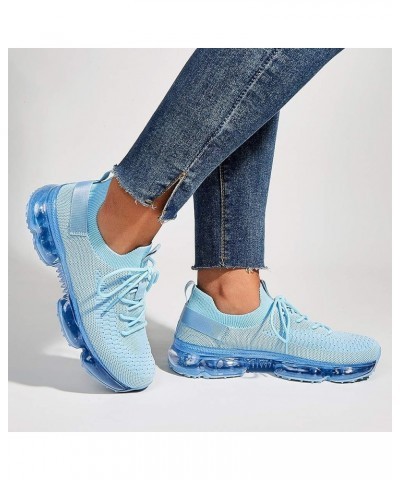 Women Air Cushion Fashion Sneakers Breathable Casual Comfortable Lightweight Walking Shoes Sky Blue $19.80 Athletic Shoes