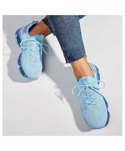 Women Air Cushion Fashion Sneakers Breathable Casual Comfortable Lightweight Walking Shoes Sky Blue $19.80 Athletic Shoes