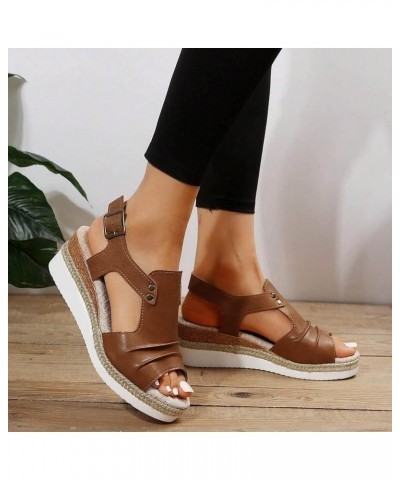 Flats Shoes Women Elastic Strappy String Platform Wedge Sandals Slip On Open Toe Dress Wedding Party Shoes 177-ibzwp-brown-f ...