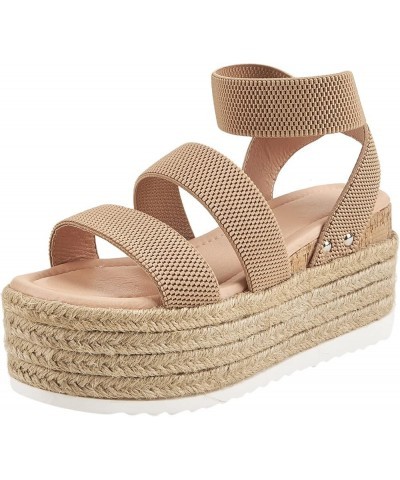 Wedge Sandals for Women Dressy Summer Platform Espadrille Women Platform Sandals Wedge Ankle Strap Open Toe Sandals A12-khaki...